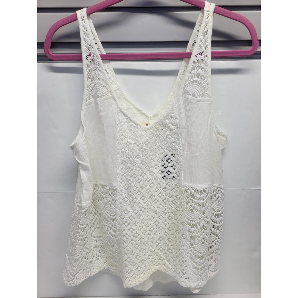 Hollister Y2K Lace Crochet Boho V-Neck Tank Top Sleeveless Medium NWT